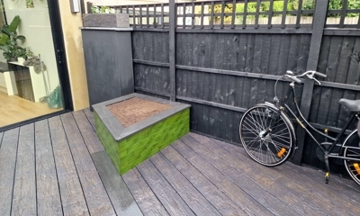 Embered Millboard Decking  fit's well into a contemporary landscaping project 