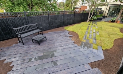 Embered Millboard Decking has a distinctive look for contemporary gardens and require low maintenance 