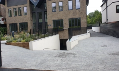 Sleek driveway showcasing the elegance of Argent Block Paving Dark.