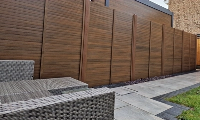 Garden fence crafted with warm tech composite battens, durable and stylish.