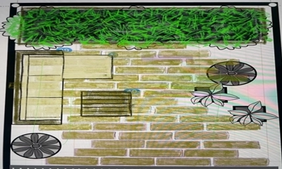 Random pattern layout designed by our client included organic finish edges 