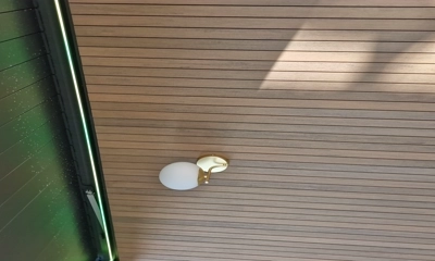 Pergola interior wall adorned with warm tech composite battens, modern design in East Tilbury 